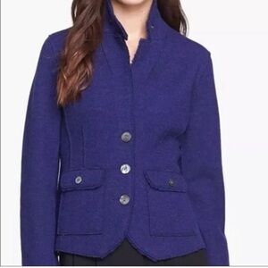 Eileen Fisher Merino Wool Military Button Up Jacket Blazer Purple Size L